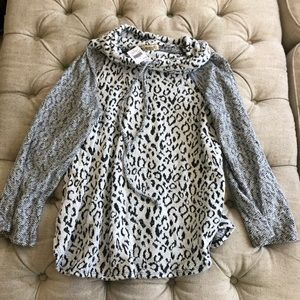 Black and White Cheeta Print Cowl Neck Sweater